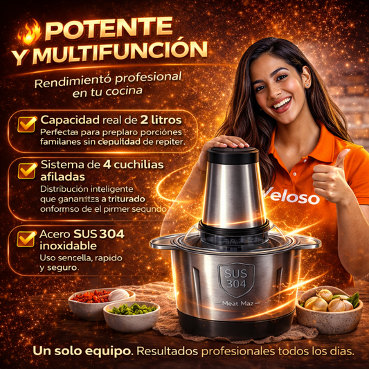 MOLINO PICADOR ELÉCTRICO 2 LITROS - ACERO INOXIDABLE 🔥